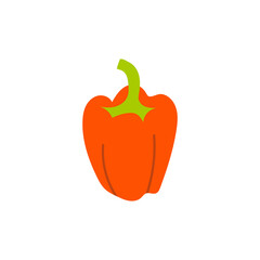 Cartoon bulgarian red pepper isolated. Vector stock illustration of sweet red pepper. Vegetarian food product on a white background.