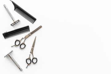 Professional hairdresser tools with barber scissors