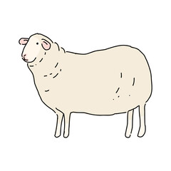 羊の全身　シンプルなイラスト　牧場にて