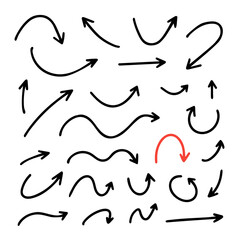 Isolated vector hand drawn arrows set on a white background