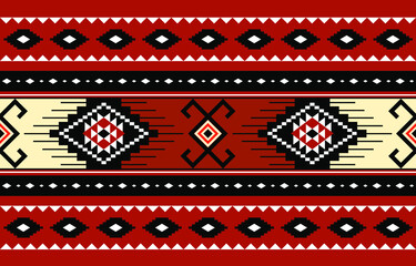 Geometric ethnic oriental seamless pattern traditional Design for background,carpet,wallpaper.clothing,wrapping,Batik fabric,Balkan,Vector illustration.embroidery style - Sadu, sadou, sadow or sado