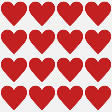 Red heart symbols simple vector seamless pattern background