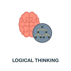 Obraz premium Logical Thinking flat icon. Colored sign from personality collection. Creative Logical Thinking icon illustration for web design, infographics and more