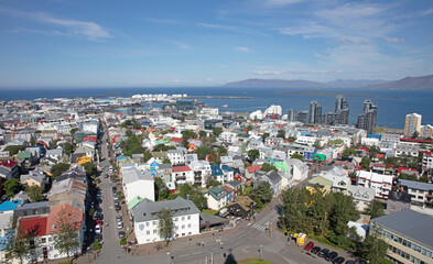 Reykjavik, the colorful capital of Iceland from above