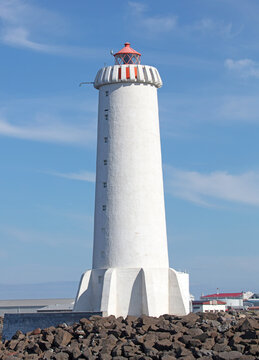 Modern lighthouse at Akranes, West Iceland
