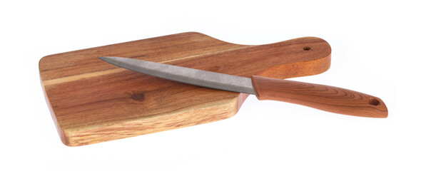Knife for kitchen with Cutting board isolated on a white background