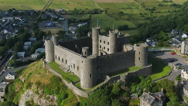 Aerial of Harlech Castle, Harlech, Gwynedd, North Wales