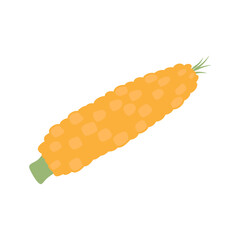 Colored cartoon icon of ripe corn. Autumn seasonal object, element, clipart, item for Thanksgiving, harvest day, Halloween.
