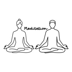 Meditation simple line icon on white background,vector illustration