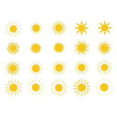 Golden the sun icon set,vector illustration