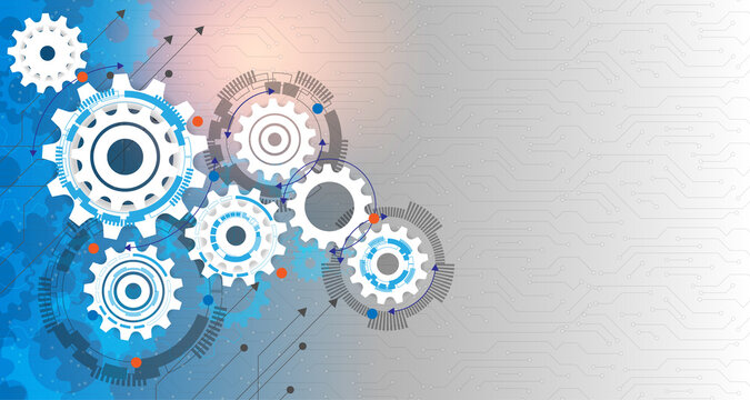 Data future gear wheel,circuit board, Hi-tech digital technology and engineering, digital telecom technology concept. Abstract futuristic on light blue color background EP.1