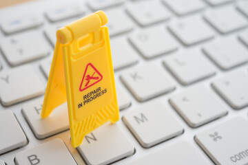 Maintenance, repair, update software in computer system from virus or ransomware concept. Close up...