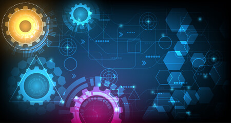 Future Abstract technology gear wheel background with geometric.Vector gears modern mechanism industrial concept. EP1