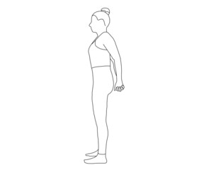 yoga, standing shoulder stretch, hands behind back interlaced fingers, chest opening