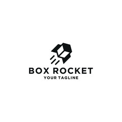 Creative Rocket Box Logo Template Design Vector