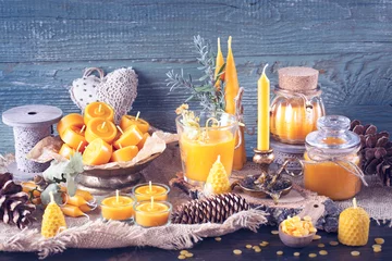 Fotobehang Handmade natural beeswax candles © Elena Schweitzer