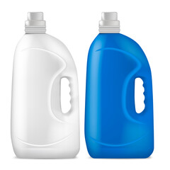 Realistic Detailed 3d Color Empty Template Detergent Bottle Set. Vector illustration of Plastic Container with Lid for Liquid Product