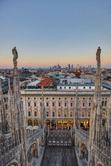 Cityscape of Milan from the top of the Cathedral (Duomo), Milan, Italy