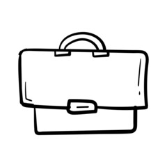 hand drawn briefcase icon in doodle style isolated