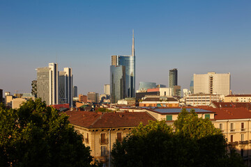 View of Unicredit Tower in Porta Nuova district, Milan, Italy