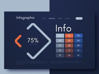 Modern infographic vector elements for business brochures. Use in website, corporate brochure, advertising and marketing. Pie charts, line graphs