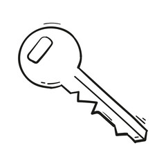hand drawn key icon in doodle style isolated
