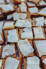 National Ukrainian snack - rye bread with lard



