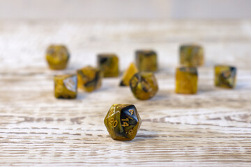 Set of dice for fantasy dnd and rpg tabletop games Board game polyhedral dices with different sides...