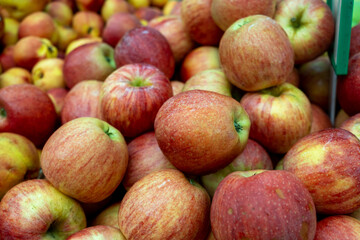 Green red new apples for sale at city market