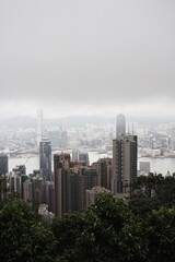 elevated vertical view of Hong Kong central district
