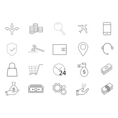 Business simple line icon set on white background, vector illustration