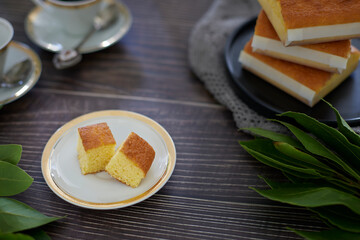 square butter cake. sobao pasiego typical Spanish.