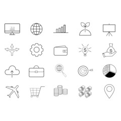 Business simple line icon set on white background, vector illustration