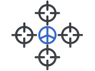 Blue peace symbol between sniper sight symbols