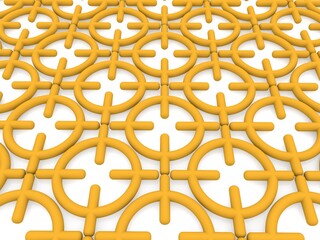 Abstract gold symbols on a white background