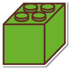Sticker design with Green block isolated