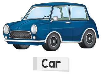 Educational English word card of car