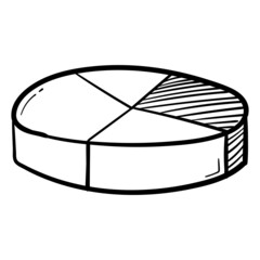 hand drawn circle graph icon in doodle style isolated