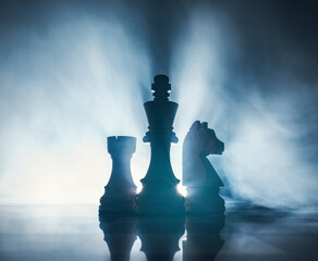 Chess pieces on the chessboard