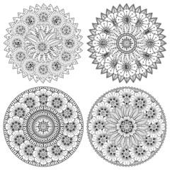 Mehndi flower for henna, mehndi, tattoo, decoration. decorative ornament in ethnic oriental style. doodle ornament. coloring book page.