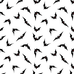 seamless watercolor pattern with bats on white background