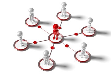 Fototapeta premium Group of cartoon characters - social networking concept - 3D illustration