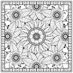 Mehndi flower for henna, mehndi, tattoo, decoration. decorative ornament in ethnic oriental style. doodle ornament. coloring book page.