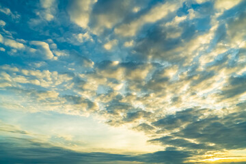 Colorful cloudy sky at sunset. Gradient color. Sky texture, abstract nature background.