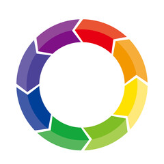 Infographics. Pie chart divided into 8 parts, charts, illustrations, PDCA, business, process management.3D.