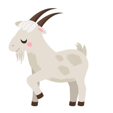 Cartoon goat male. Cute farm animal character. vector clip art