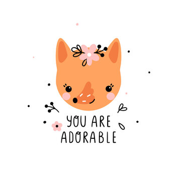Baby card with cute fox