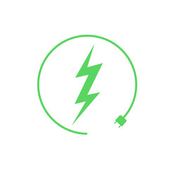 Electric car charging icon, graphic design template, lightning bolt. Parking with electric charge sign, vector illustration.