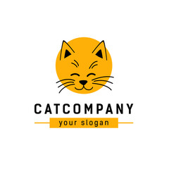 Illustration of black cat. Logo of company for animal hair salon or a veterinary clinic.