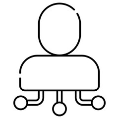 Avatar connected with nodes, icon of user network